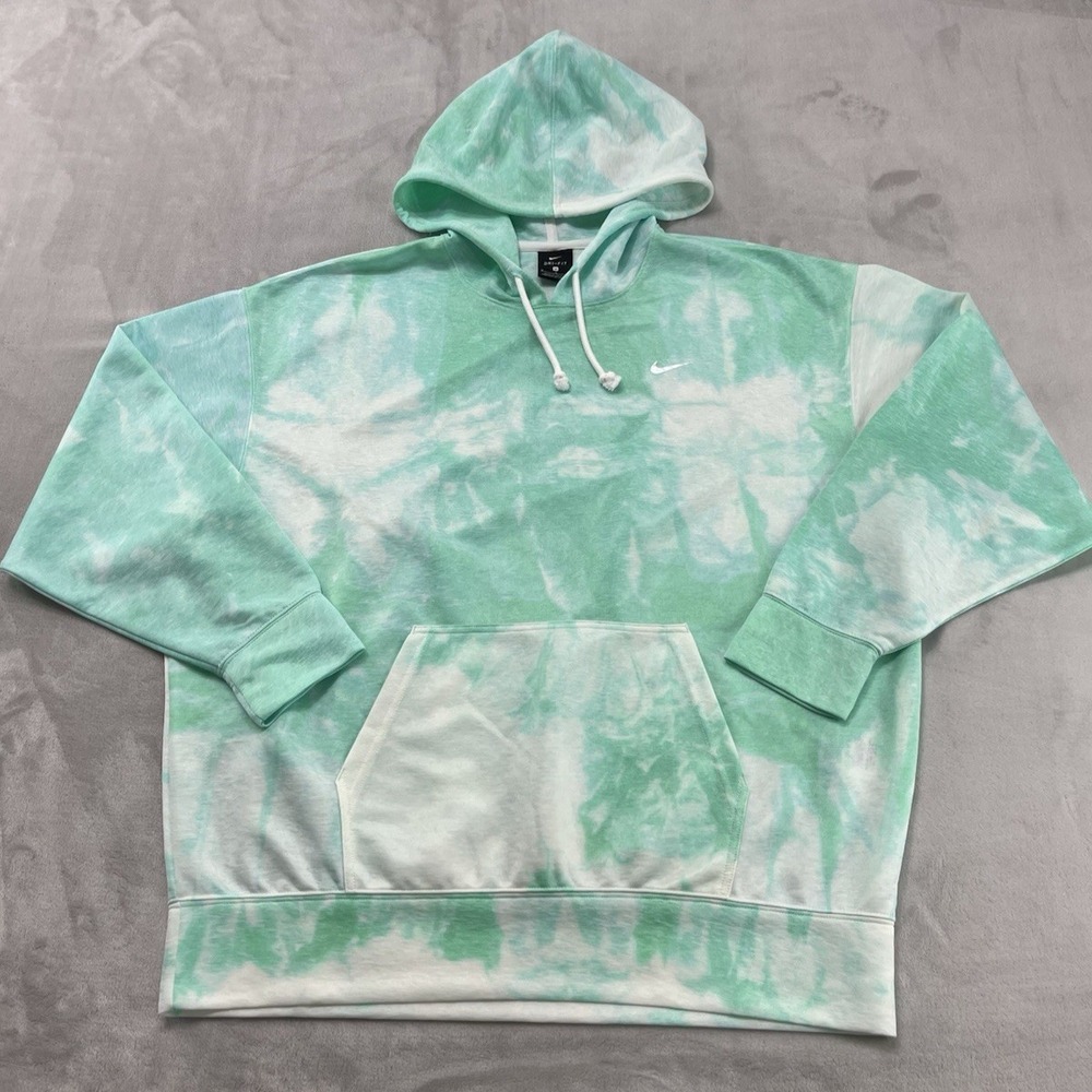 Nike Icon Class Hoodie Women Large Green Tie Dye DRI-FIT Swoosh Pullover Sports